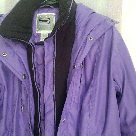 VINTAGE Slalom Full Zip Jacket Purple Coat Snow Skiing Women's Size L - Picture 6 of 12
